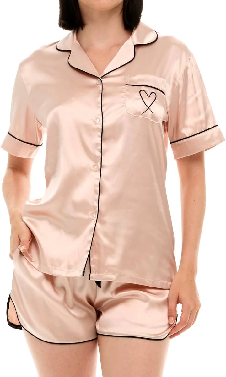 Alexander Del Rossa Women's Classic Satin Pajamas Set with Pockets