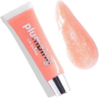 MAEPEOR Glitter Glossy Plumping Lipgloss 9 Colors Moisturizing Lip Plumper Shiny Jelly Lip Gloss Natural Liquid Lipstick for Women and Girls (Glitter Glossy, 02#Peachy Pink)