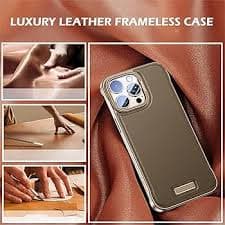 Amazon.com: Frameless Case for iPhone 16 Pro Max/16 Pro/16, Luxury Leather Hard PC Bezel Less Design Raised Camera Protection Minimalist Ultra-Slim Lightweight Case (Brown, 16) : Cell Phones & Accessories