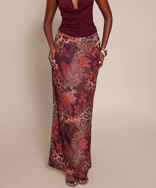 Leopard Chiffon Maxi Skirt