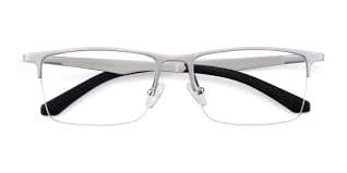 Silver Magnesium Alloy Rectangle Semi-Rimless Eyeglasses - Jinadu