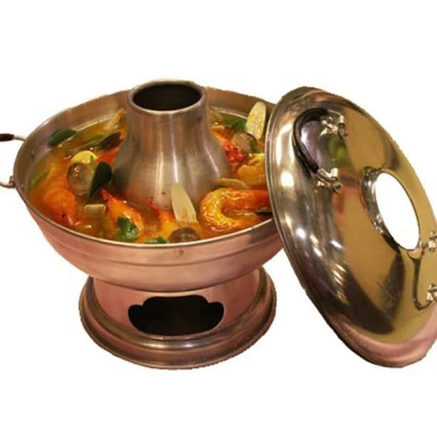 Hot Pot Aluminum Tom Yum Soup Serving Bowl, Pot, Tom Yum Prawn, Kung