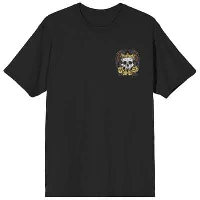 Bioworld Men's Skull with Crown and Floral Graphic Short Sleeve T-Shirt