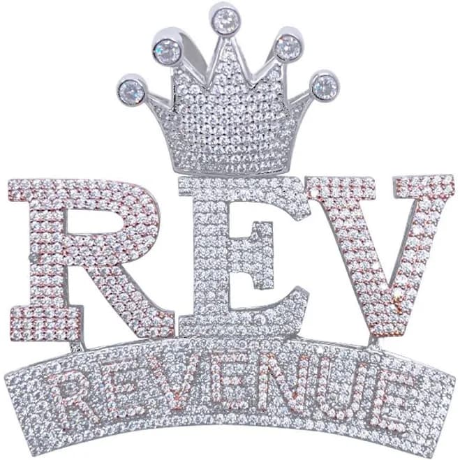 Sterling Silver Iced Out Revenue Pendant