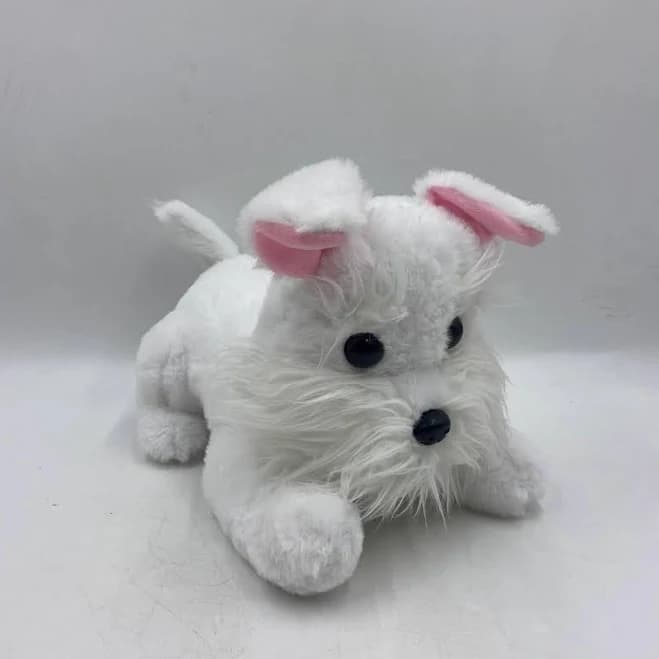 Cody from Cody Wonderfully Made, mini white schnauzer plushy, stuffed white mini schnauzer