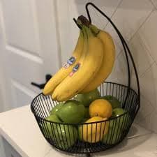 Iron Wire Fruit Basket with Banana Hanger Black - Threshold™: Traditional Round Banana Stand & Fruit Bowl Holder : Target