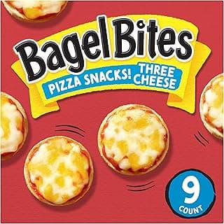 Bagel Bites Mini Pizza Bagel Frozen Snacks, 1 Box, for After-School and Late Night Snacking, Three Cheese, No High-Fructose Corn Syrup and No Artificial Flavors, 9 ct