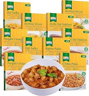Ashoka Meals 1932, Plant-Based Meal Kit, Beans 'n Rice Variety Pack, Heat & Serve Meals, Kosher Certified, All-Natural Indian Food, Microwave Friendly, Gluten-Free, No Preservatives, Pack of 10