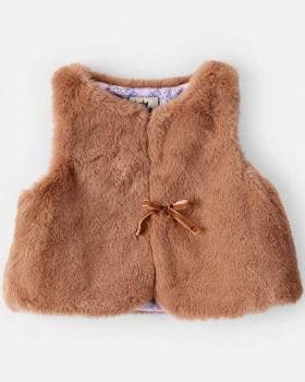 Oshkosh B'gosh Baby Girls Floral Lined Faux Fur Vest