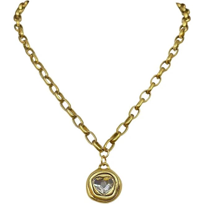 18" Gold Plated Swarovski Crystal Heart Pendant