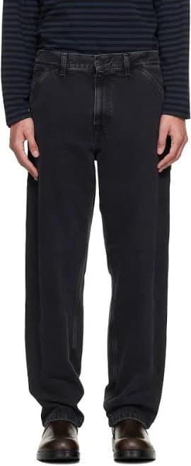 Carhartt Work In Progress Men's Washed Denim Single Knee Jeans Black (US 29x32)