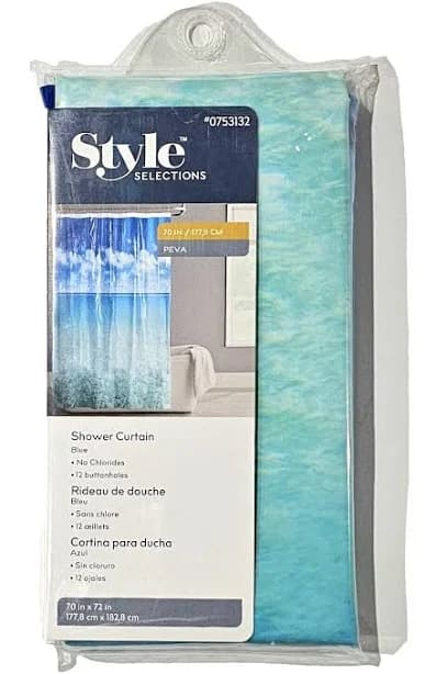Style Selections 70" x 72" Blue Sky Ocean Graphic Peva Shower Liner Curtain