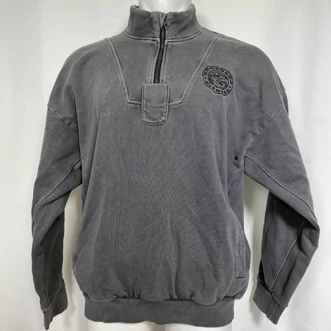 Gymshark Fitness Charcoal Gray Acid Wash Quarter Zip Sweatshirt Men's