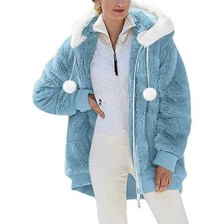 Women's Oversized Fuzzy Fleece Jacket with Pockets