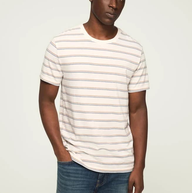 Lucky Brand Men's Venice Burnout Striped Crew Neck Tee