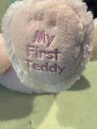 My First Teddy Bear Pink Russ Baby Striped Bow Plush Stuffed Animal 18” Lovey | eBay