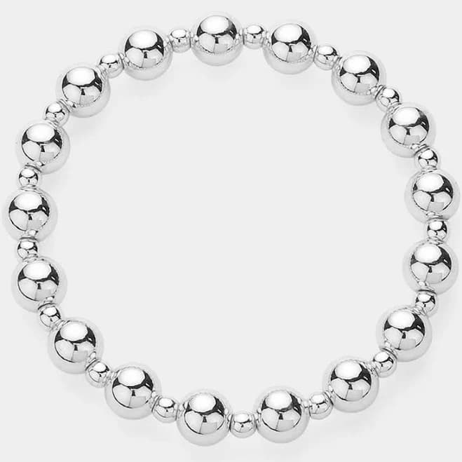 Stainless Steel Ball Beaded Stretch Bracelet