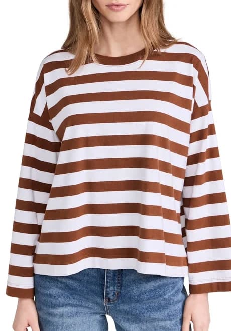 Madewell Women's Oversize Crewneck Long Sleeve Stripe T-Shirt