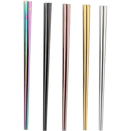 5 Pairs Stainless Steel Chopsticks Set