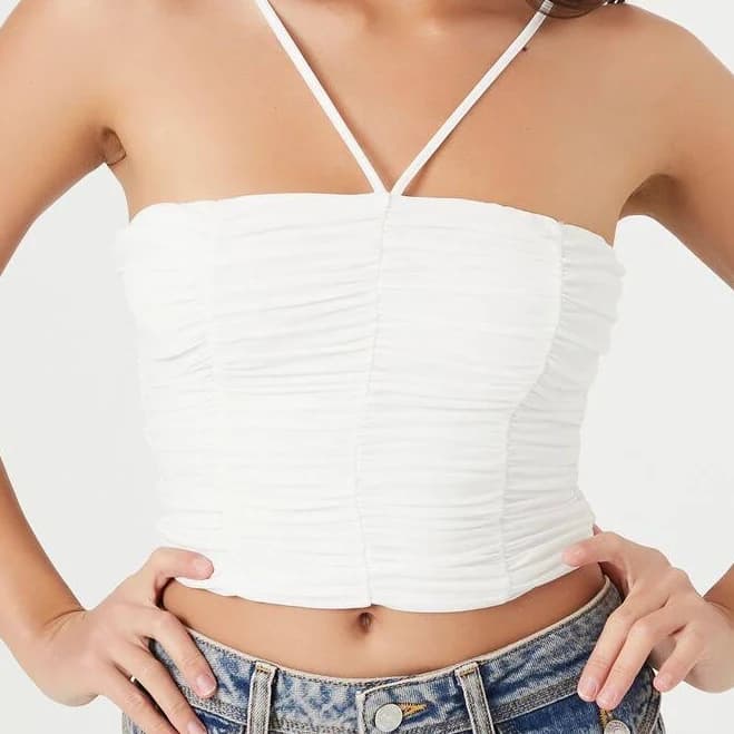 Ruched Mesh Cropped Cami
