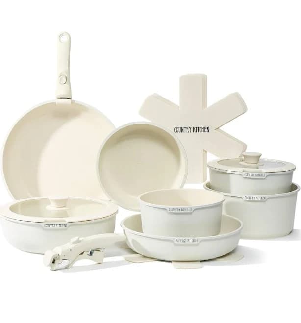 Country Kitchen 15-Piece Nonstick Pots and Pans Set