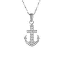 Alilang Crystal Rhinestone Gold and Silver Tone Anchor Pendant Necklace for Nautical Themed - Silver-A : Target