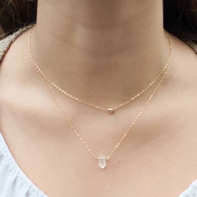 Aura Crystal Point Crystal Quartz Necklace