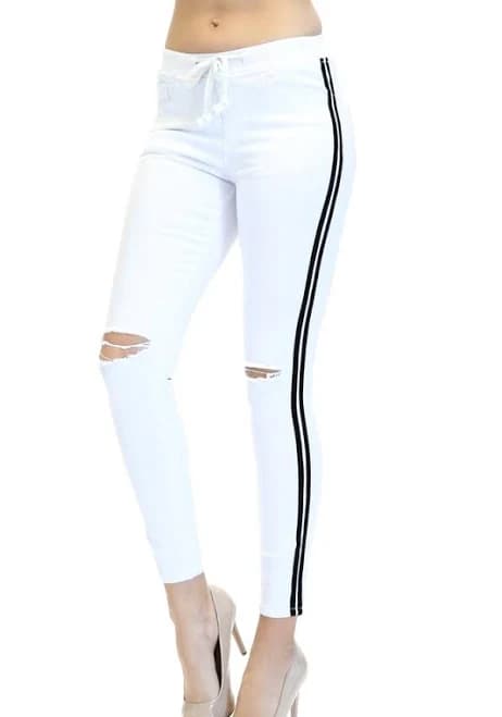 Women's Destroyed Thick Side Striped Jogger