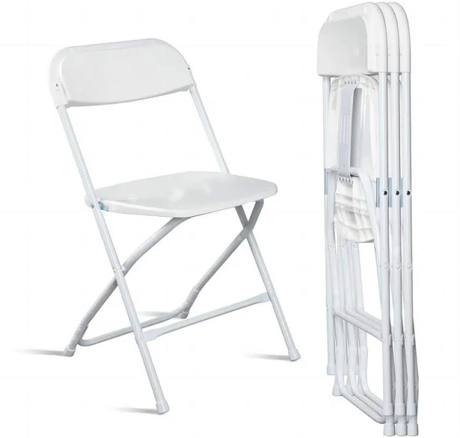 Karl Home White Steel Frame Plastic Seat Folding Chairs (Set of 10)