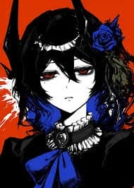 Gothic Anime Character with Blue Rose