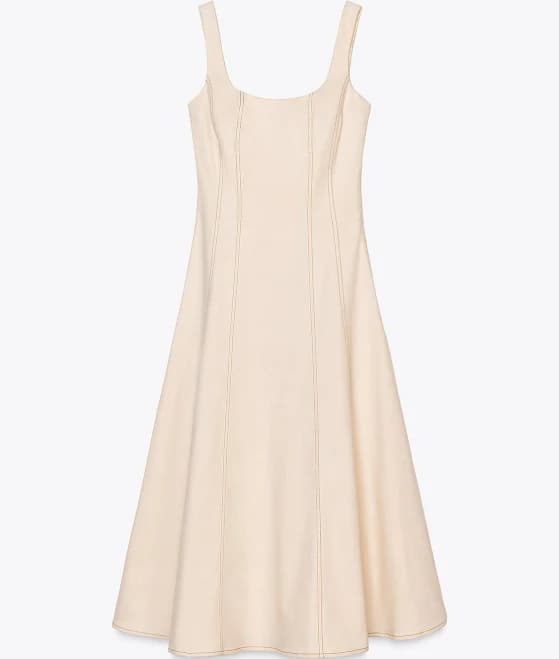 Zara Topstitched Midi Dress