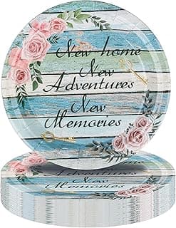 50 Pieces Disposable New Home Party Paper Plates,7 inches Housewarming Cake Dessert Plates for Home Sweet Party Decorations (cake plates)