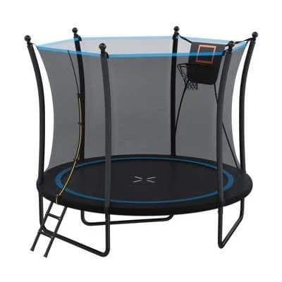 NAYSAYE 8ft Outdoor Trampoline with Safety Enclosure Net and Ladder