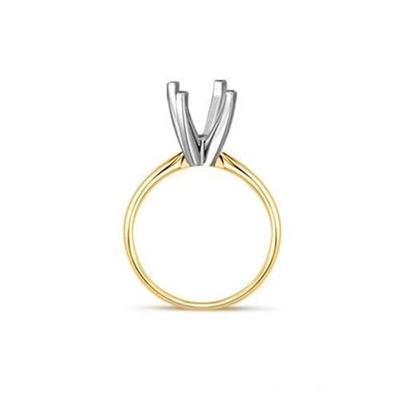 14K Gold Solitaire Engagement Ring with 4-Prong Wedding Ring