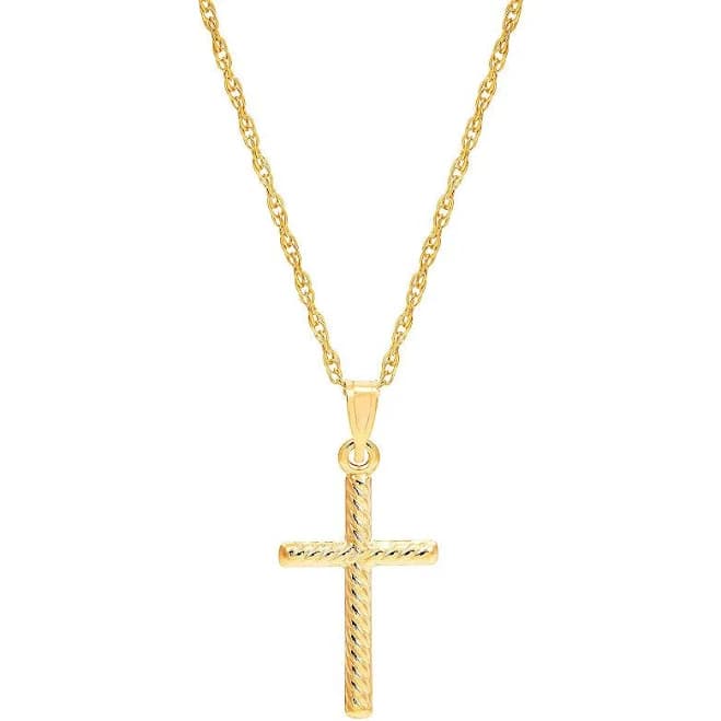 10K Gold Twist Cross Pendant Necklace