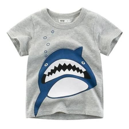 Little Boys Cartoon Shark Print Cotton T-Shirt