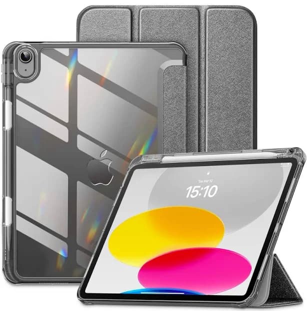 DTTO - Case for iPad A16 11-inch 2025 & 10th Gen 10.9-inch 2022, Matte Slim Hard Back, Soft TPU Frame, Pencil Holder - Gray