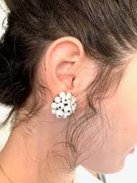 Mid Century Made in Japan White Bead Cluster Earbobs, Clip on Earrings - Etsy