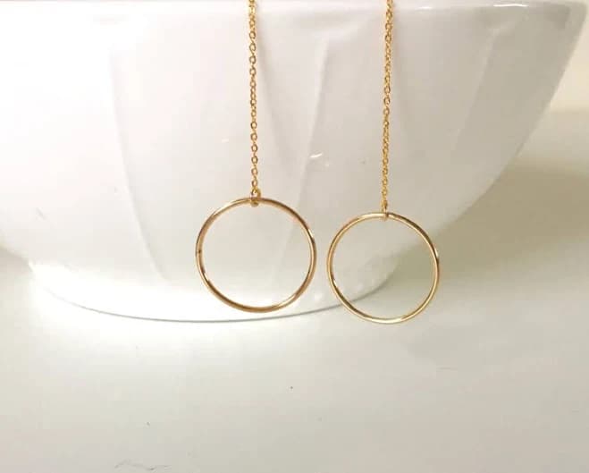 Bohemian Gold Filled Open Circle Threader Earrings