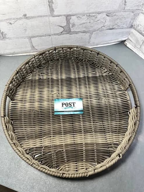 Round Rattan Gray Tray
