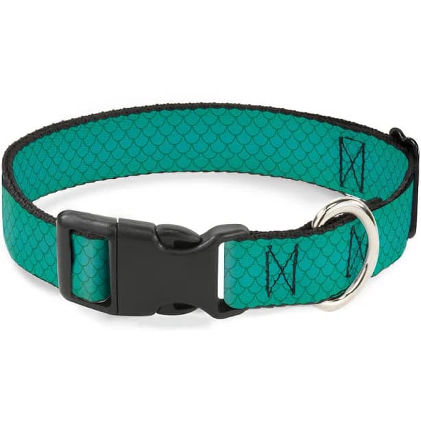 Plastic Clip Collar Ariel's Scales Turquoise Blues WIDE