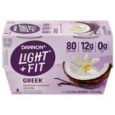 Dannon Light & Fit Greek Yogurt Toasted Coconut Vanilla 4 Count