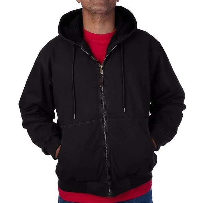 Smith's Workwear Men's Sherpa-Lined Duck Canvas Hooded Jacket