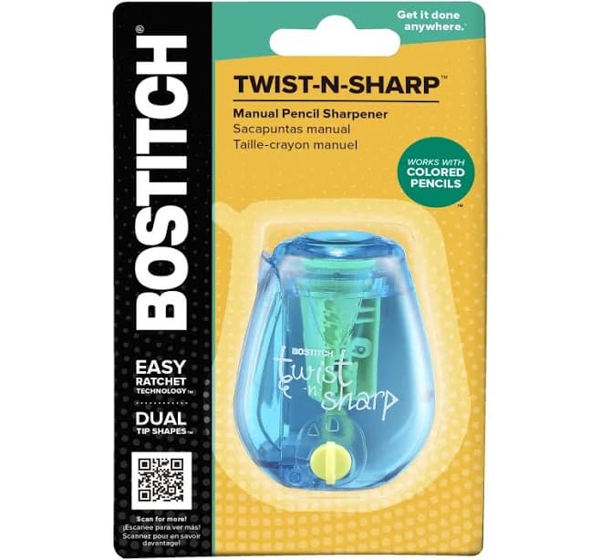 Bostitch Twist-N-Sharp Pencil Sharpener Handheld-Blue-1 Each, Size: Adjstbl Pencl Shrpnr