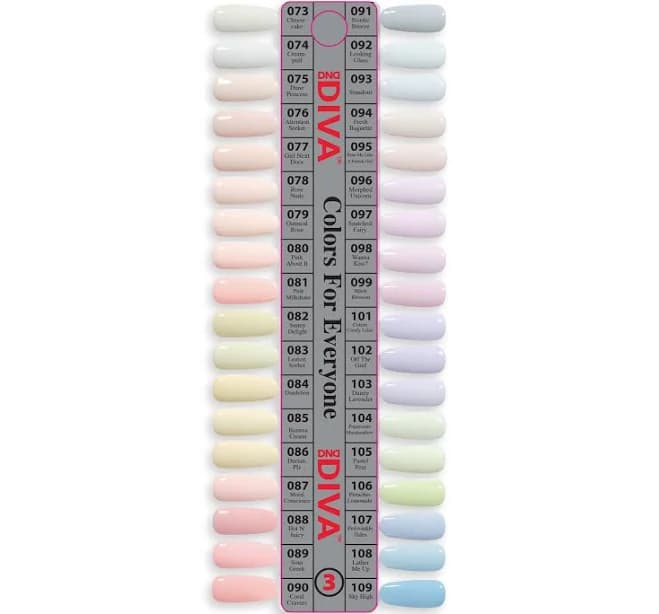 Diva Coquette Collection Nail Color Swatch Chart