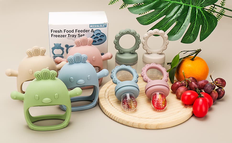 Amazon.com : MISSLILI Baby Silicone Fruit Food Feeder & Pacifier, Breastmilk Popsicle Molds, BPA Free Food Storage Containers, Infant Teething Toy (Blue) : Baby