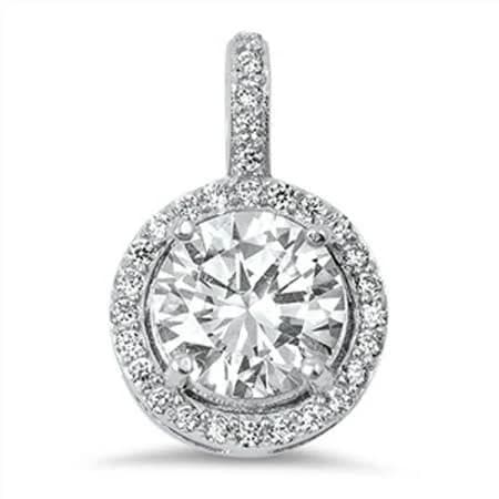 .925 Sterling Silver Round Simulated CZ Charm