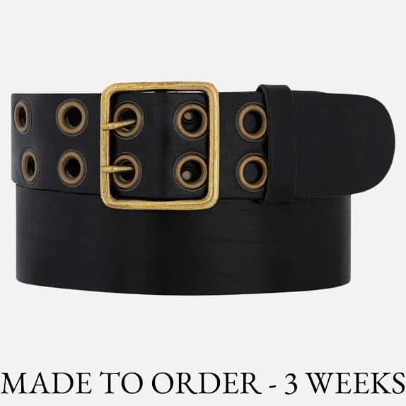 Women's Grommet Studded Leather Belt