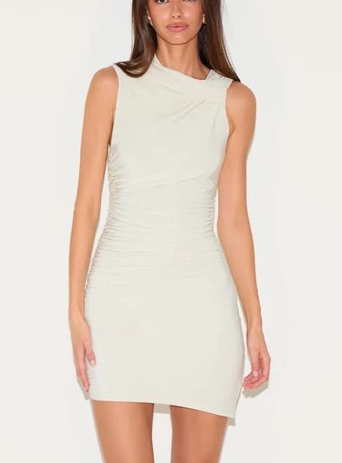 Women's Double Layer Slinky Ruched Bodycon Dress
