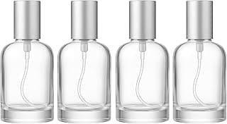 4Packs 30ml Clear Glass Spray Bottles with Silver Mist Sprayer Refillable Empty Perfume Atomizer Containers Reusable Glass Mist Bottle for Travel, Essential Oils, Cleaning Solutions